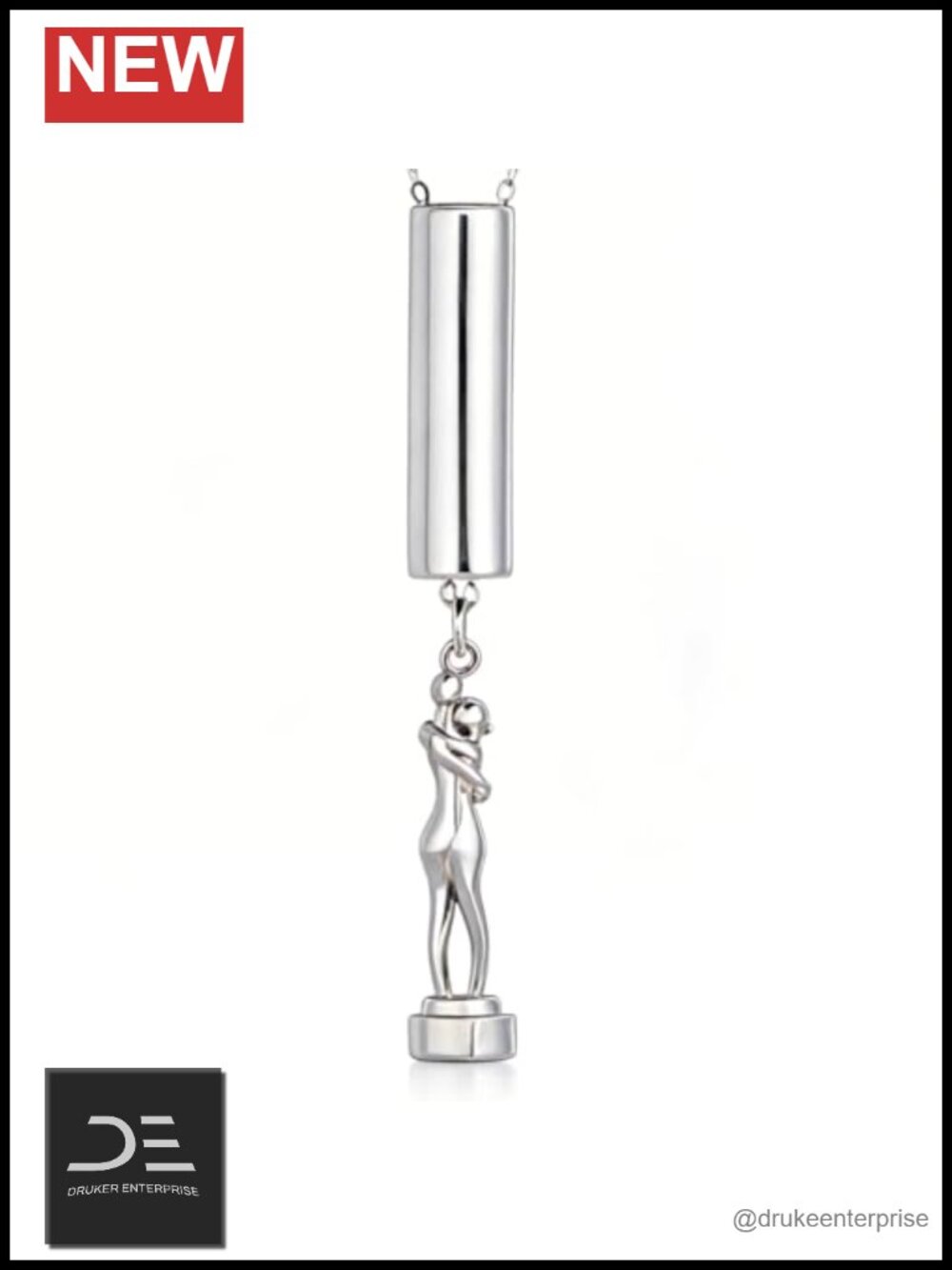 925 Sterling Silver Couple Hug Necklace Moving Embrace Pendant Anniversary Wife